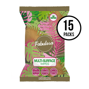 Fabulosa Fragranced Multi-Surface Wipes Savage Wilderness Bundle 15 x 80 Pack 1200 Wipes
