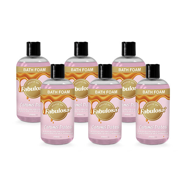 Fabulosa Bath Foam Caramel Dates Fragranced 500ml Pack of 6 Bundle