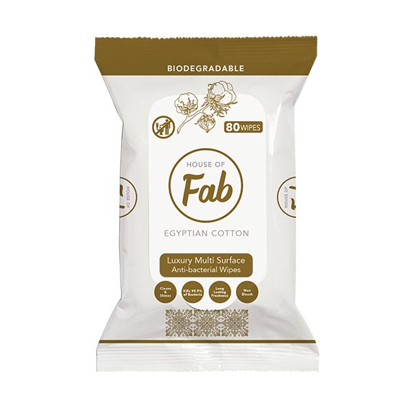 Fabulosa House Of Fab Antibacterial Surface Wipes Egyptian Cotton 80 Pack