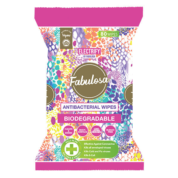 Fabulosa Biodegradable Antibacterial Surface Wipes Electrify 80 Pack