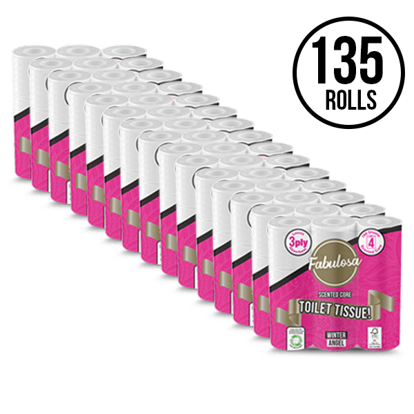 Fabulosa 135 Pack 3 Ply Scented Toilet Roll Winter Angel Fragranced 15 x 9 Pack Bundle