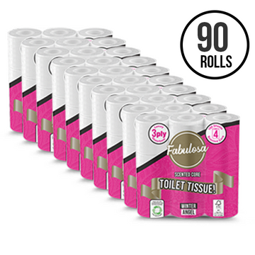 Fabulosa 90 Pack 3 Ply Scented Toilet Roll Winter Angel Fragranced 10 x 9 Pack Bundle