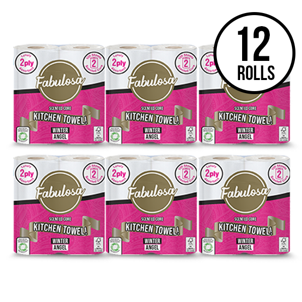 Fabulosa Scented Core Kitchen Roll Towel Winter Angel Fragranced 12 Pack Roll Bundle