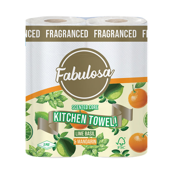 Fabulosa Scented Core Kitchen Towel Lime, Basil & Mandarin 2 Pack