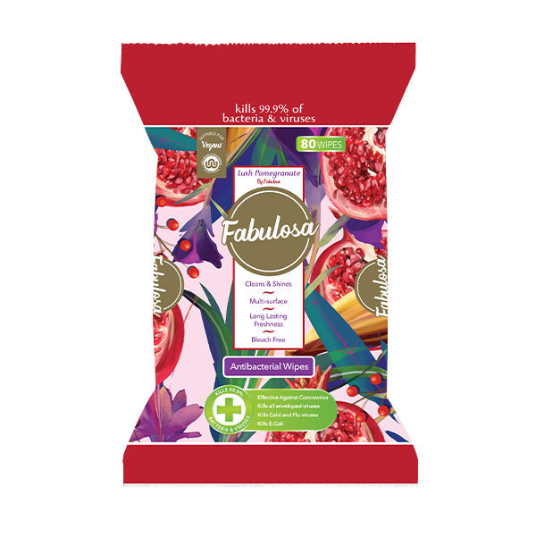 Fabulosa Antibacterial Surface Wipes Lush Pomegranate 80 Pack